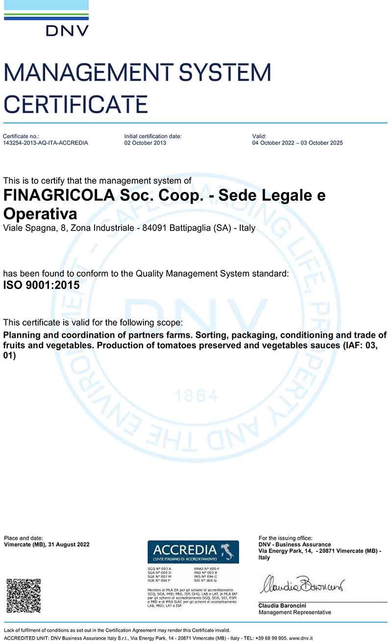 CERTIFICATO FINAGRICOLA Soc. Coop. ISO9001 ENG scad.03.10