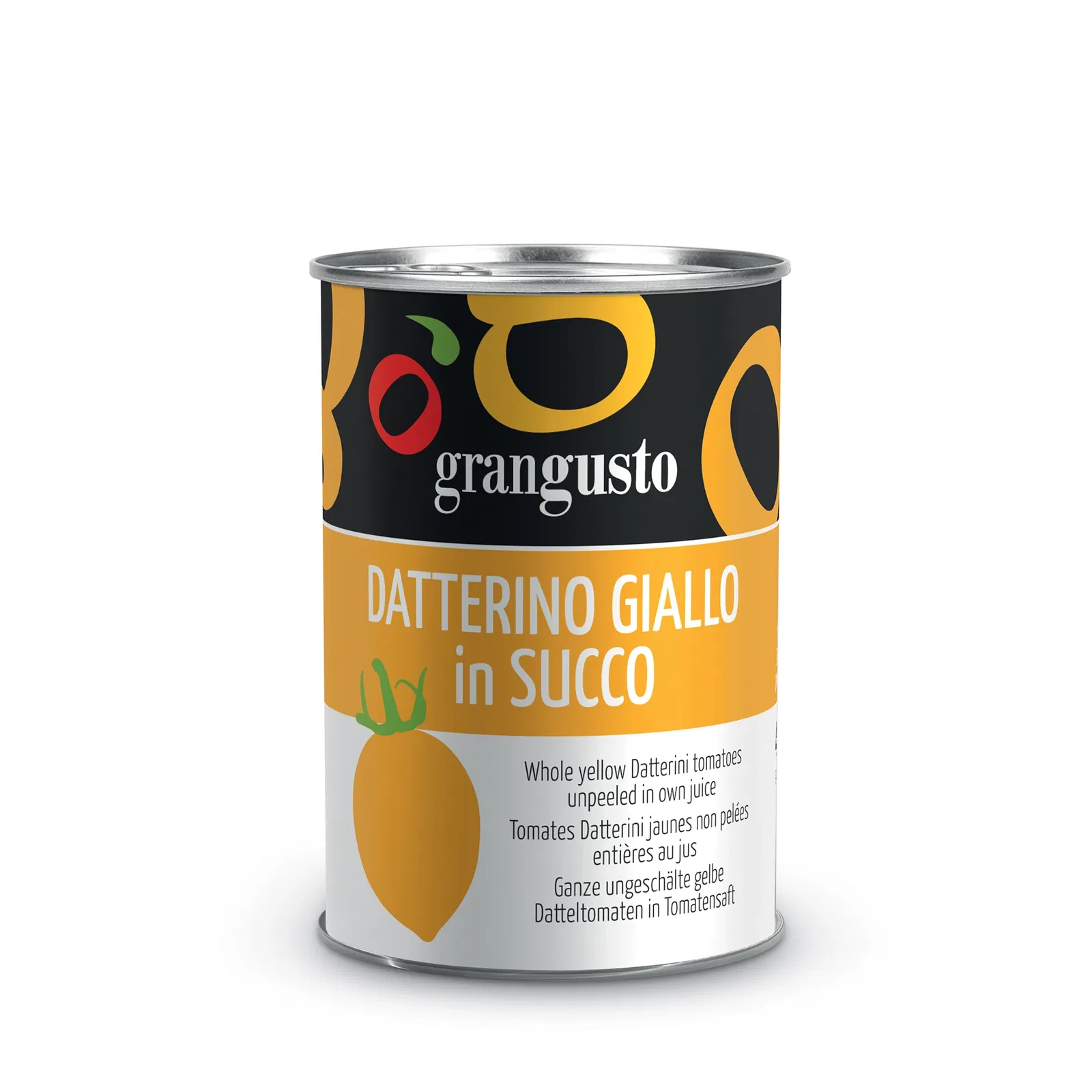 Grangusto Whole yellow Datterini tomatoes unpeeled in own juice 400g
