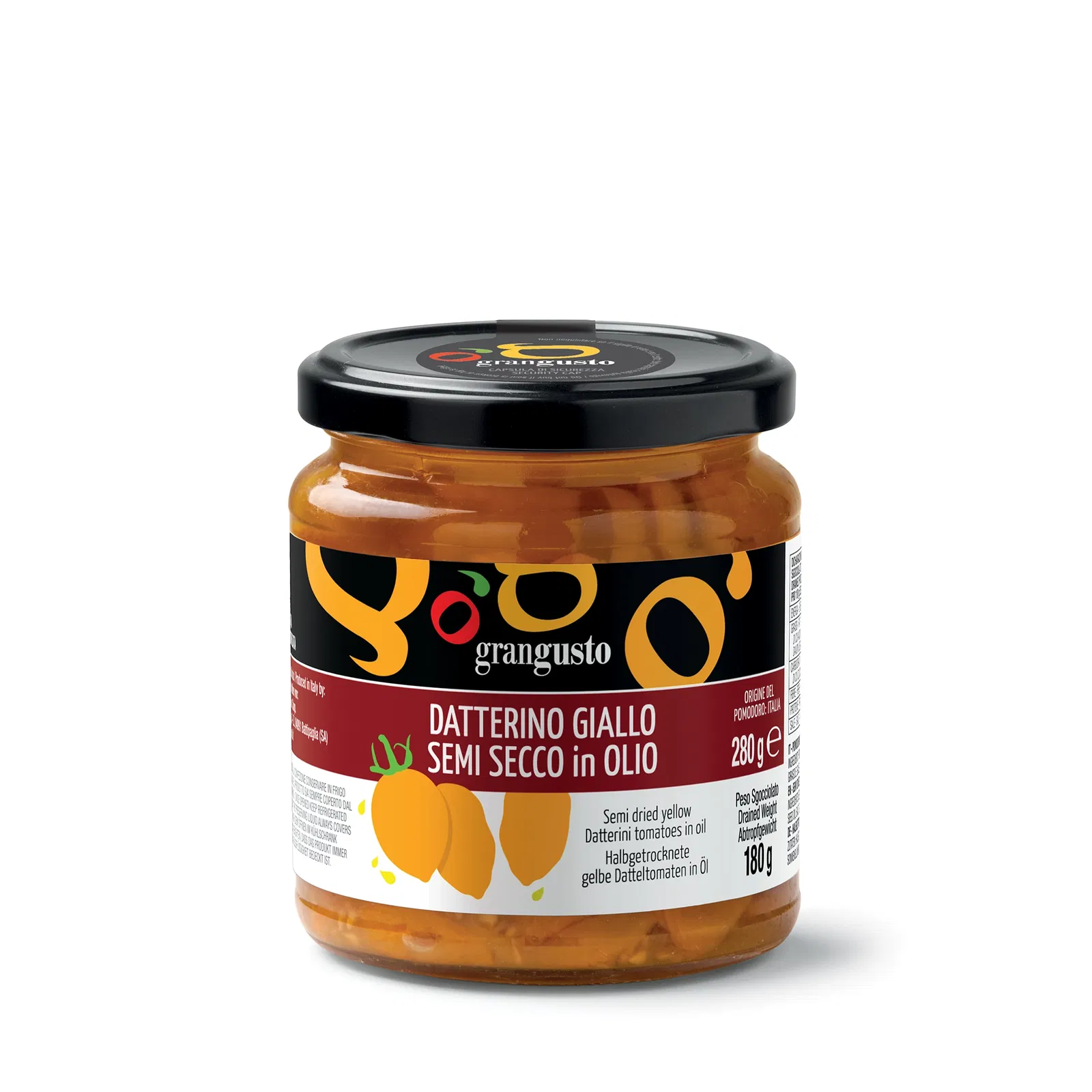 Grangusto Semi dried yellow Datterini tomatoes in oil 280g