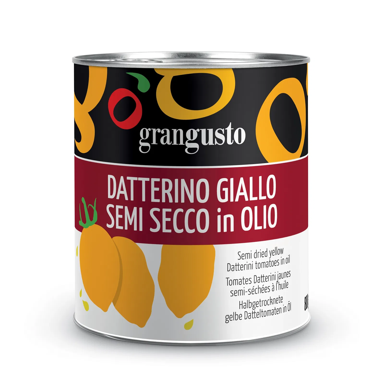 Grangusto Semi dried yellow Datterini tomatoes in oil 800g