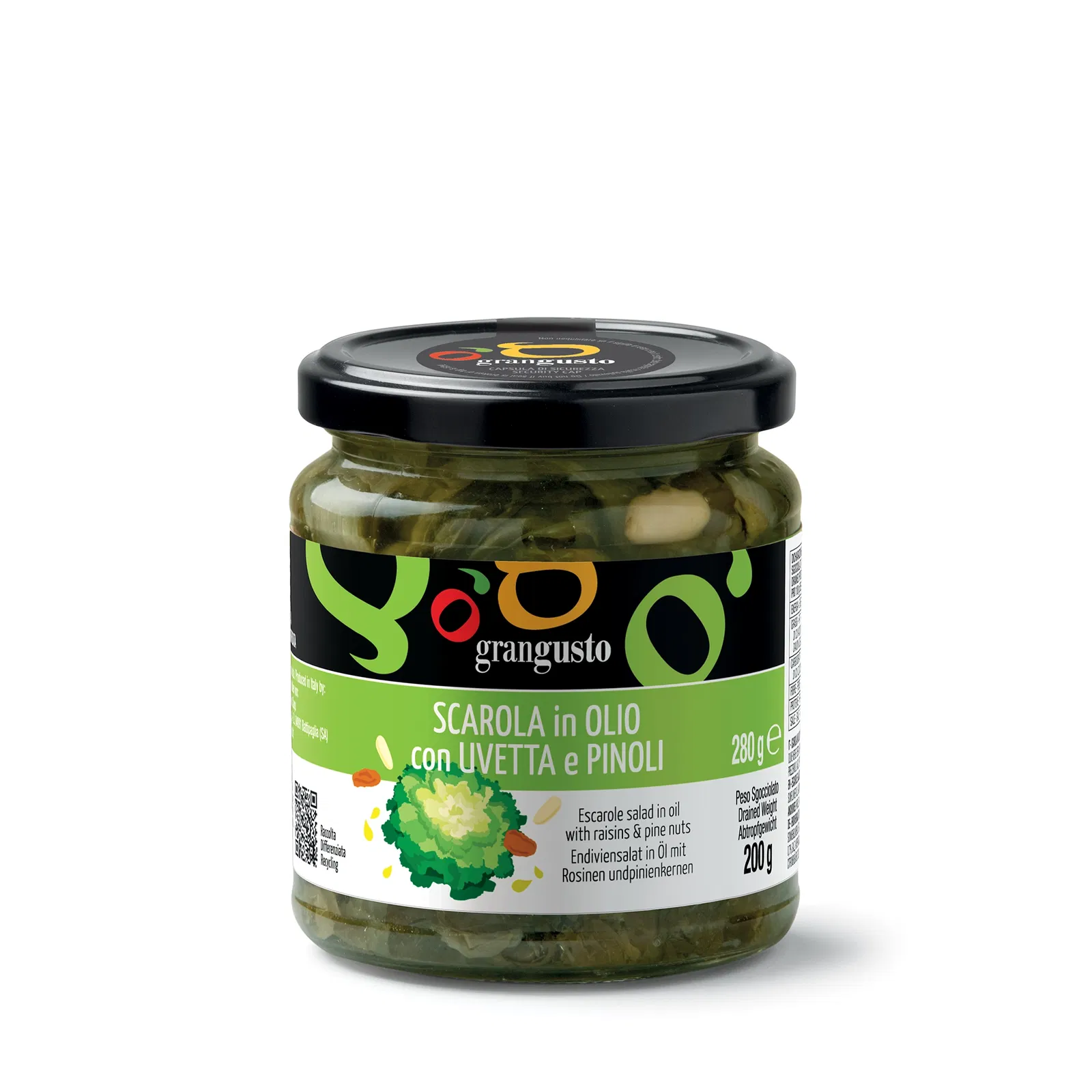Grangusto Escarole salad in oil with raisins & pine nuts 280g