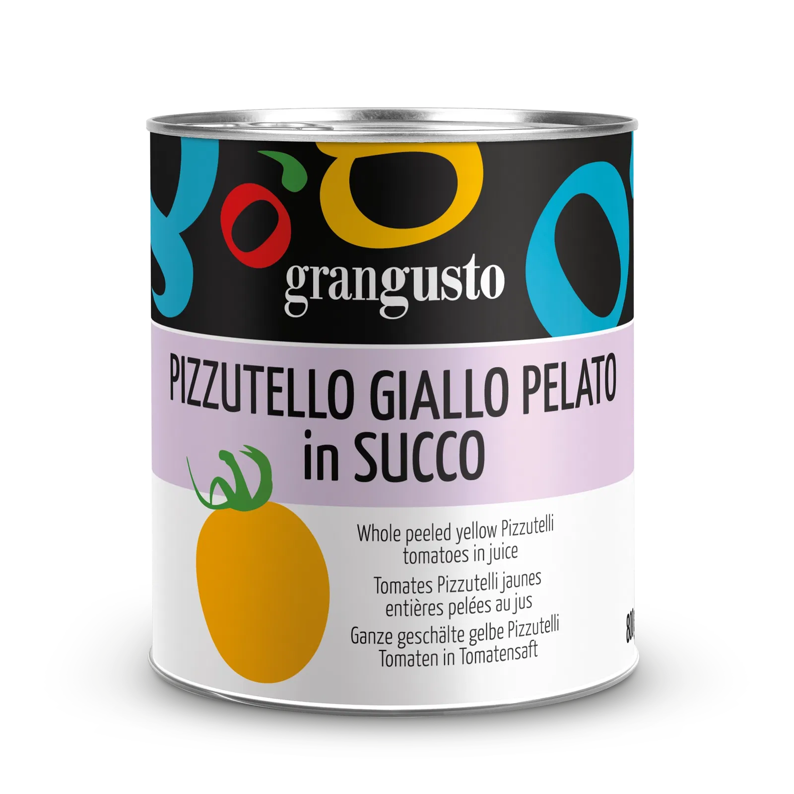 Grangusto Whole peeled yellow Pizzutelli tomatoes in juice 800g